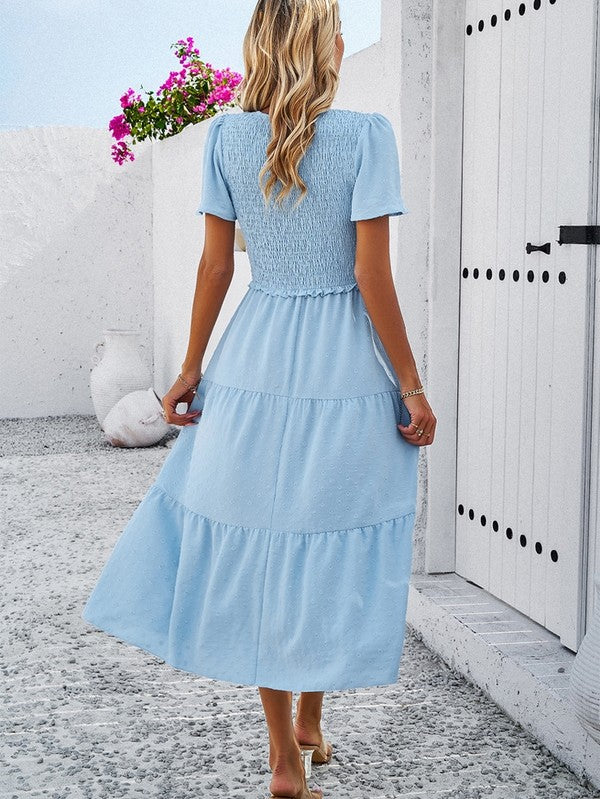 Women's Short Sleeve Casual Dresses V-Neck Floral