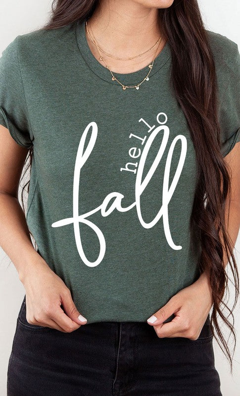 hello fall t shirts heather forest green