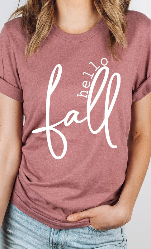 hello fall t shirt heather mauve