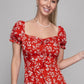 Floral Sweetheart Neck Dress