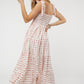 PRINTED SMOCKED RUFFLE MAXI DRESS