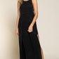 Stone Washed Side Slit Cut Out Maxi Dress