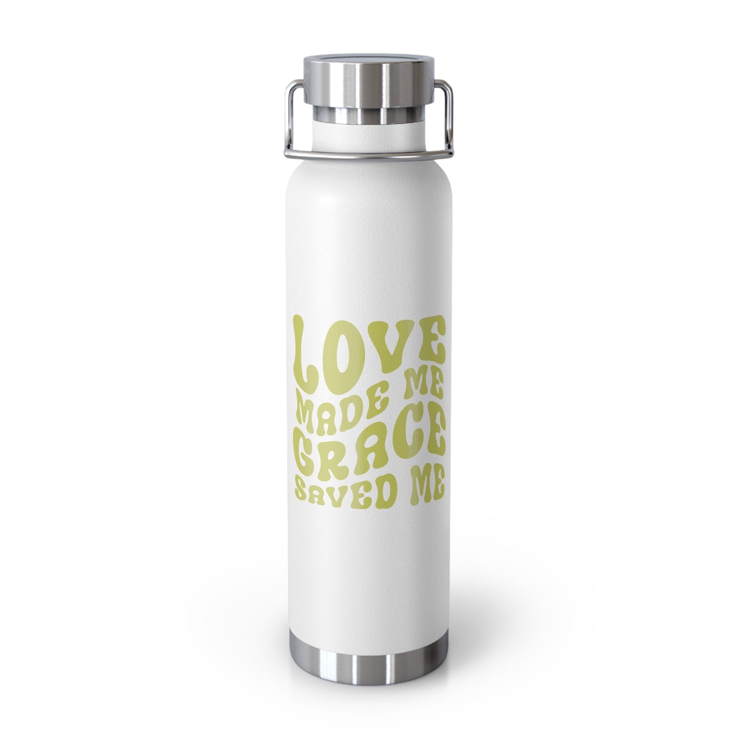 Love made me, grace saved me vacuum insulated water bottle