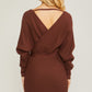 Off Shoulder Wrap Belted Ribbed Knit Dress