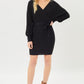 Off Shoulder Wrap Belted Ribbed Knit Dress