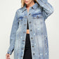 DENIM 3/4 QUARTER JACKETS DISTRESSED WASHED