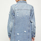 DENIM 3/4 QUARTER JACKETS DISTRESSED WASHED