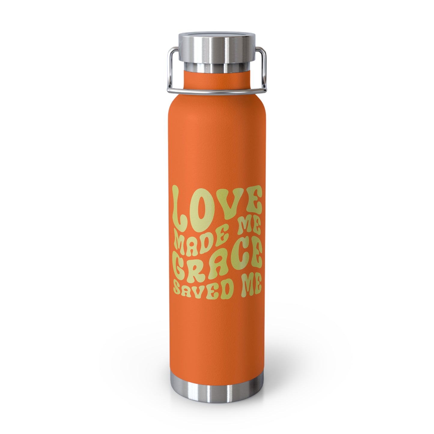 Love made me, grace saved me vacuum insulated water bottle