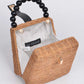 Beads Handle Straw Structure Clutch Swing Bag