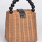 Beads Handle Straw Structure Clutch Swing Bag