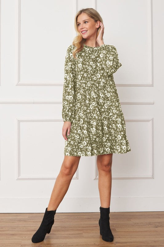 Floral Crew Neck Midi Dress