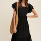 Square Neck Ruffled Short Sleeve Maxi Dress