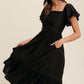 Square Neck Ruffled Short Sleeve Maxi Dress