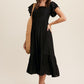 Square Neck Ruffled Short Sleeve Maxi Dress