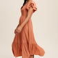 Square Neck Ruffled Short Sleeve Maxi Dress