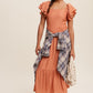 Square Neck Ruffled Short Sleeve Maxi Dress