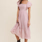 Square Neck Ruffled Short Sleeve Maxi Dress