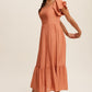 Square Neck Ruffled Short Sleeve Maxi Dress