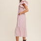 Square Neck Ruffled Short Sleeve Maxi Dress