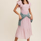 Square Neck Ruffled Short Sleeve Maxi Dress