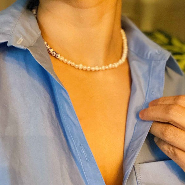 So Fresh Pearl And Porcelain Choker Necklace