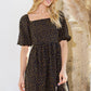 Spagetti Tie Back Puff Sleeve Woven Dress