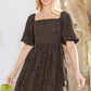 Spagetti Tie Back Puff Sleeve Woven Dress