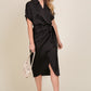 SURPLICE SATIN WRAP DRESS