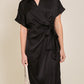 SURPLICE SATIN WRAP DRESS