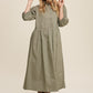 Button Front Puff Sleeve Babydoll Maxi Dress