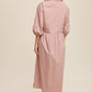 Button Front Puff Sleeve Babydoll Maxi Dress