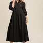 Button Front Puff Sleeve Babydoll Maxi Dress