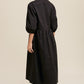 Button Front Puff Sleeve Babydoll Maxi Dress