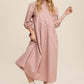 Button Front Puff Sleeve Babydoll Maxi Dress