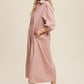 Button Front Puff Sleeve Babydoll Maxi Dress