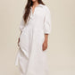 Button Front Puff Sleeve Babydoll Maxi Dress