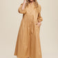 Button Front Puff Sleeve Babydoll Maxi Dress