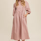 Button Front Puff Sleeve Babydoll Maxi Dress