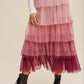 Gradient Style Tiered Mesh Maxi Skirt