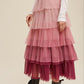 Gradient Style Tiered Mesh Maxi Skirt