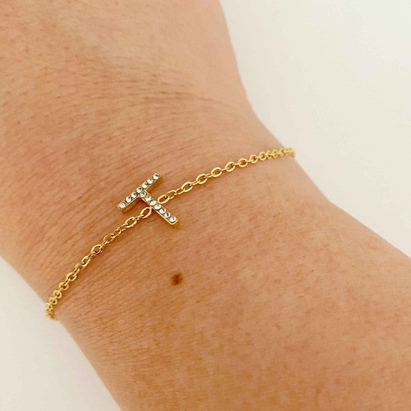 Dainty Sparkle Initial Bracelet