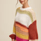 Open Mixed Knit Slouchy Hand Crochet Sweater