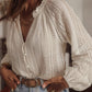 Crochet Lace button v-neck knit sweater blouse