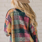 Mustard Red plaid button Shacket Cardigan Sweater