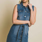 Denim Strapless Dress with Waist Tie