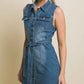 Denim Strapless Dress with Waist Tie