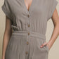 V-Neck Pocketed Jumpsuit