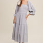 Ditzy Floral Embroidery Puff Sleeve Maxi Dress