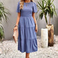 Women's Short Sleeve Round Neck Waist Tiered Dress