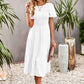 Women's Short Sleeve Round Neck Waist Tiered Dress